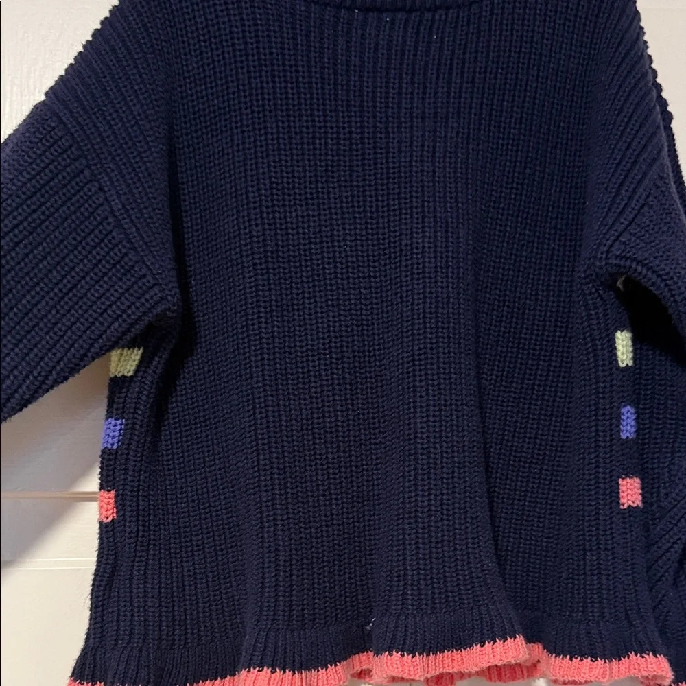 Gap Baby Striped Navy Crewneck Sweater with Multicolor Bands 100% cotton 3T
